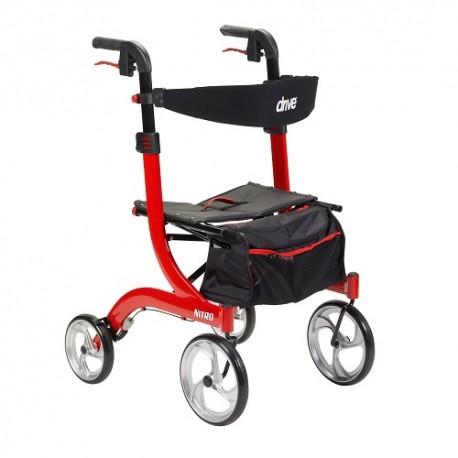 Andadera Rollator Nitro de aluminio con altura ajustable color Roja - Envío Gratuito