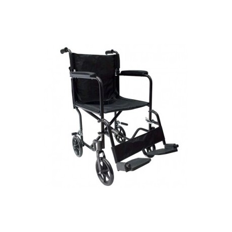 Silla de ruedas de traslado de aluminio con asiento de 17" color negro - Envío Gratuito