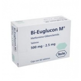 Bi-Euglucon M 60 Tabletas 500 (2.5mg) - Envío Gratuito